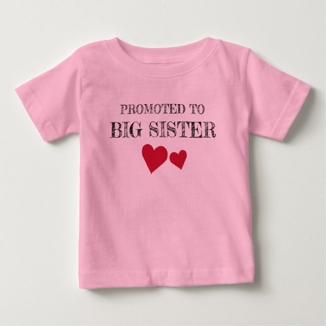 Promoted to Big Sister Red Hearts T-shirt (Front)