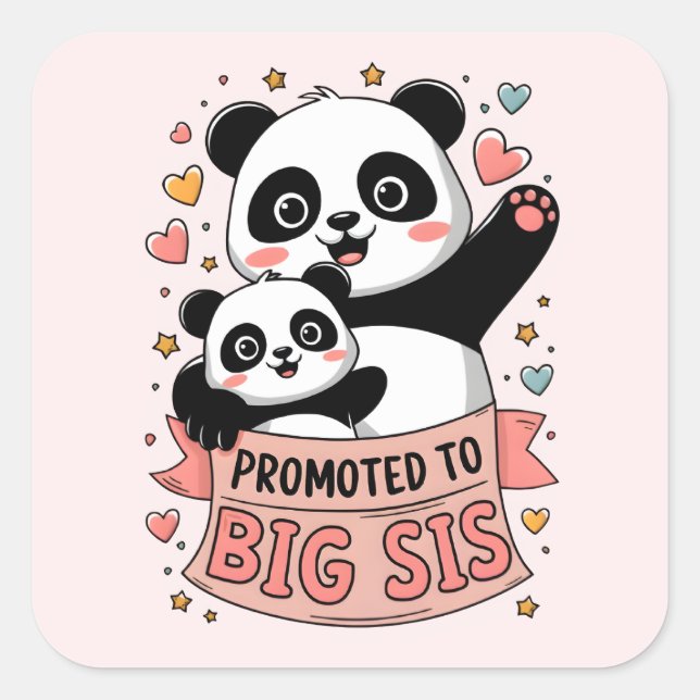 Promoted to Big Sister Square Sticker (Front)