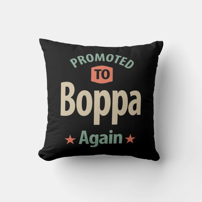 Promoted To Boppa Again | Father Grandfather Gift Cushion (Front)