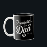Promoted To Dad EST 2025 Funny Soon To Be Dad Two-Tone Coffee Mug<br><div class="desc">Promoted To Dad EST 2025 Funny Soon To Be Dad</div>
