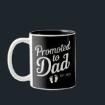 Promoted To Dad EST 2025 Funny Soon To Be Dad Two-Tone Coffee Mug<br><div class="desc">Promoted To Dad EST 2025 Funny Soon To Be Dad</div>