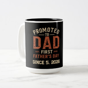Promoted to Dad Est 2026 First Father's Day Vintag Two-Tone Coffee Mug