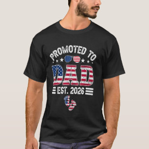 Promoted To Dad Est 2026 Pregnancy USA Flag First T-Shirt
