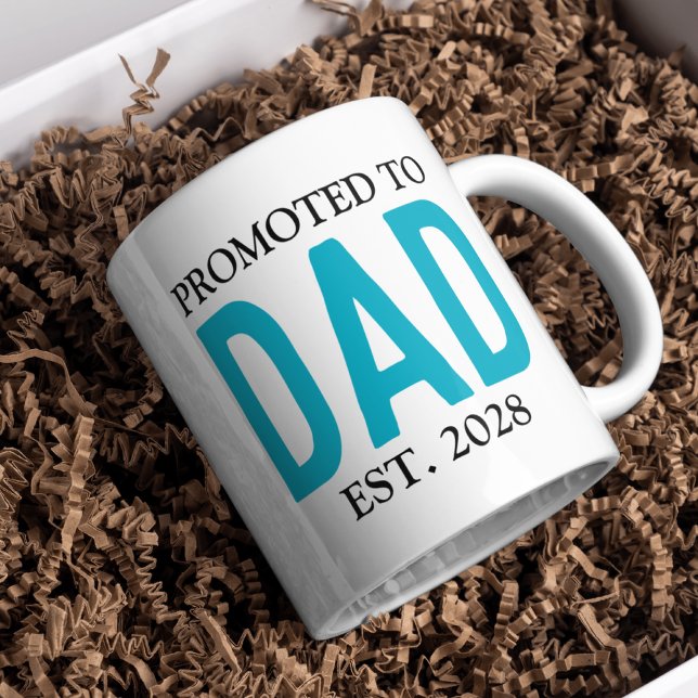 Promoted to Dad Mug, Personalised New Dad Gift Coffee Mug (promoted to dad mug, new dad mug, first fathers day gift, baby shower mug for dad, dad to be gift,)