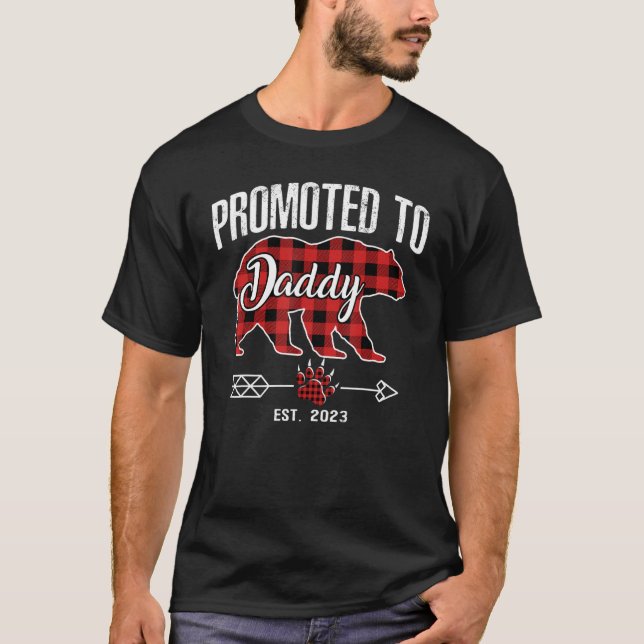 Promoted To Daddy 2023  Bear Pajama Red Plaid Buff T-Shirt (Front)