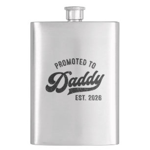 Promoted to Daddy 2026 – Baby Announcement Hip Flask