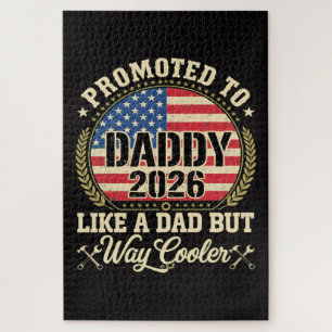 Promoted to Daddy 2026 Funny American Flag Jigsaw Puzzle