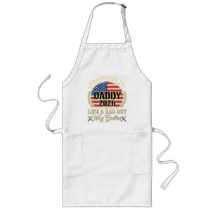 Promoted to Daddy 2026 Funny American Flag Long Apron