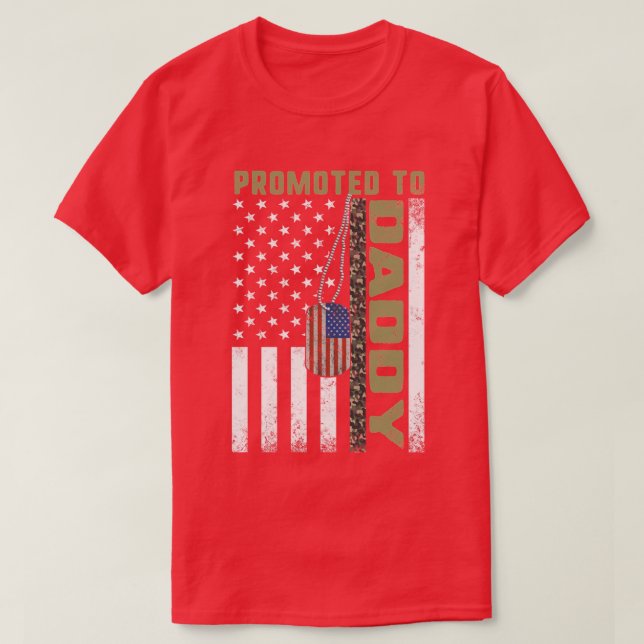 Promoted To Daddy American Flag Camo TShirt Father (Design Front)