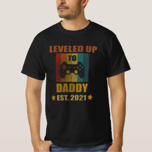 Promoted To Daddy EST.2021 Levelled Up To Dad T-Shirt