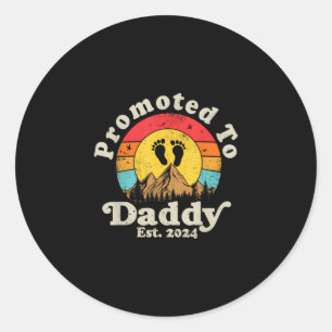 Promoted To Daddy Est 2024 Vintage First Time Dad Classic Round Sticker