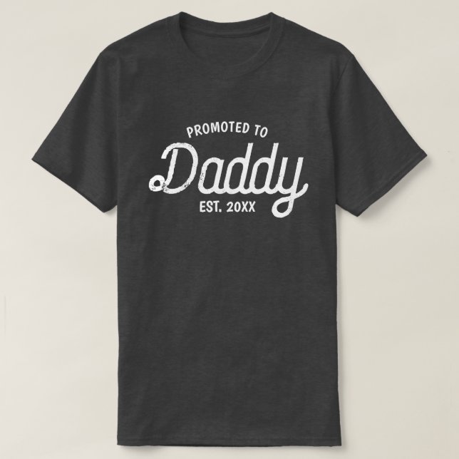 Promoted To Daddy Est 2025 Charcoal Heather Custom T-Shirt (Design Front)