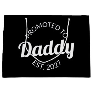 Promoted To Daddy Est 2027 New Dad Baby Shower I Large Gift Bag