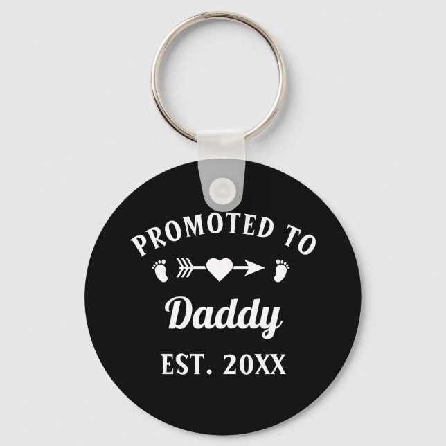 Promoted To Daddy Fatherhood Father's Day Key Ring (Front)
