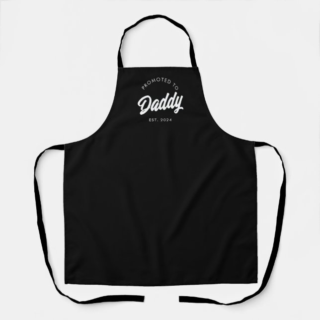 Promoted to Daddy New Dad Gift Fathers Day Apron (Front)