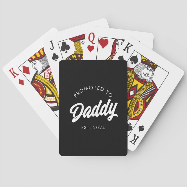Promoted to Daddy New Dad Gift Fathers Day Playing Cards (Back)