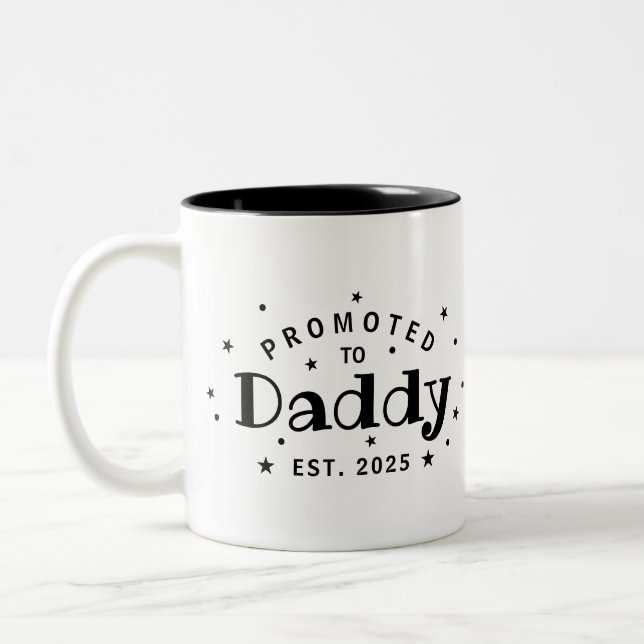 Promoted To Daddy Personalised Father Gift Two-Tone Coffee Mug (Left)