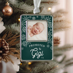 Promoted to Gigi Baby Photo Grandma Silver Plated Framed Ornament
