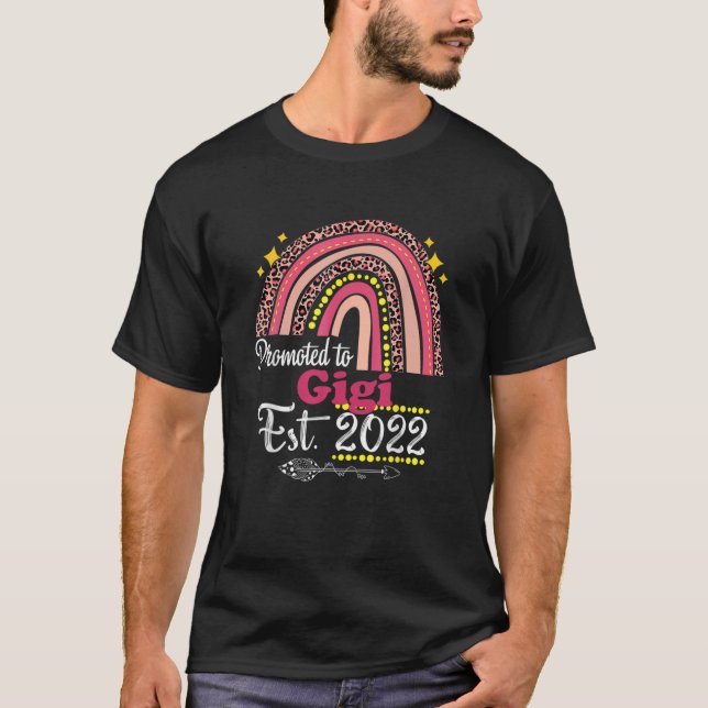 Promoted To Gigi Est. 2022 Rainbow Mother's Day T-Shirt (Front)