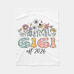 Promoted To Gigi Est. 2026 Wildflower Family Match Fleece Blanket