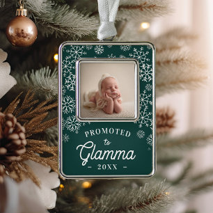 Promoted to Glamma Baby Photo Grandma Silver Plated Framed Ornament