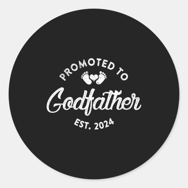 Promoted To Godfather Est 2024 Funny New Uncle Classic Round Sticker (Front)