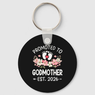 Promoted To Godmother 2026 First Time Floral New G Key Ring