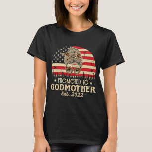 Promoted to Godmother Est 2022 Women USA Flag Firs T-Shirt