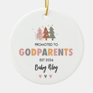 Promoted to Godparent Proposal Ornament, Godfather Ceramic Ornament
