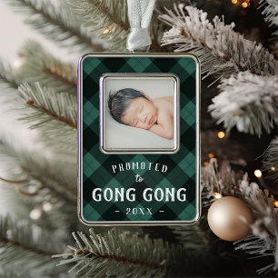 Promoted to Gong Gong   Baby Photo Grandpa Silver Plated Framed Ornament
