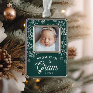 Promoted to Gram Baby Photo Grandma Silver Plated Framed Ornament