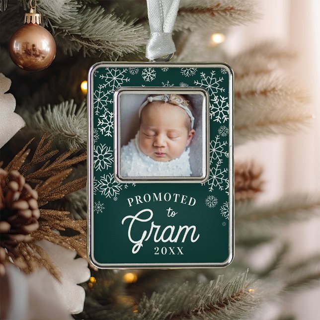 Promoted to Gram | Baby Photo Grandma Silver Plated Framed Ornament (Creator Uploaded)