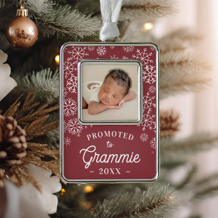 Promoted to Grammie Baby Photo Grandma Silver Plated Framed Ornament