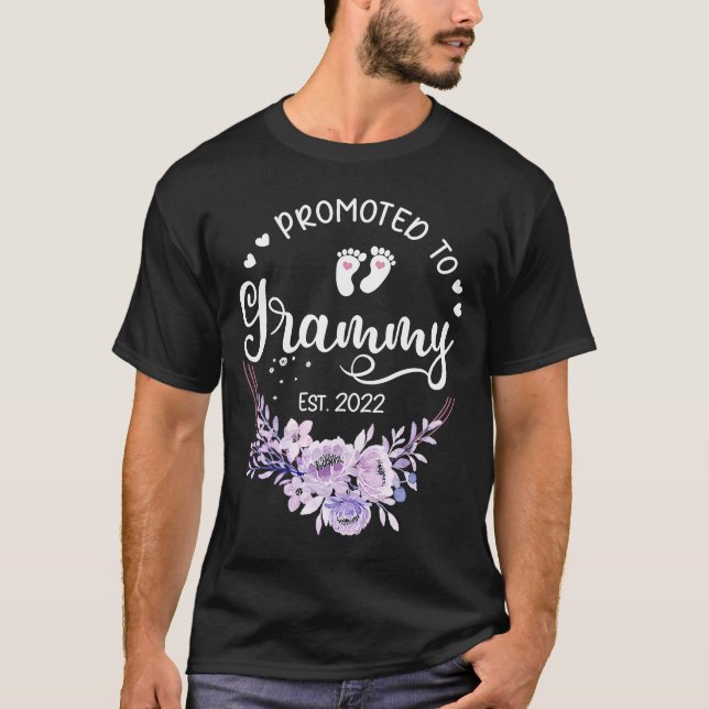 Promoted To Grammy Est 2022 Women Floral First Tim T-Shirt (Front)