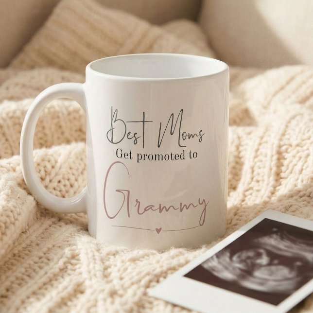 Promoted to Grammy Gift Pregnancy Announcement Coffee Mug (Best moms get promoted to Grammy mug)