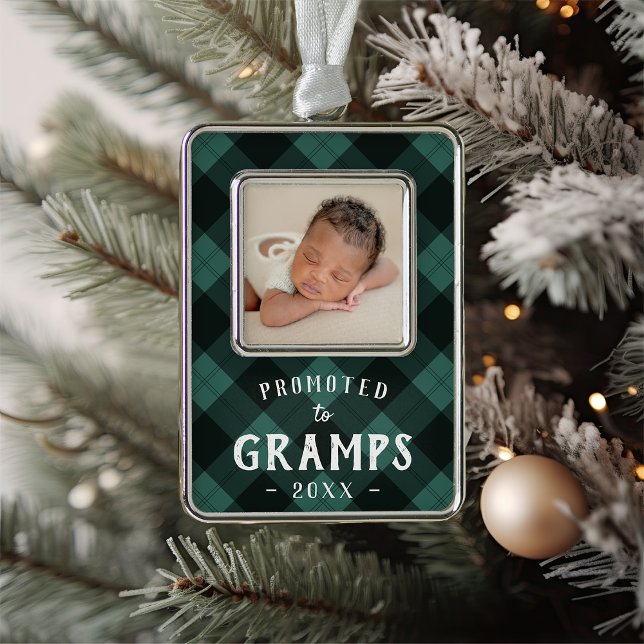 Promoted to Gramps | Baby Photo Grandpa Silver Plated Framed Ornament (Creator Uploaded)