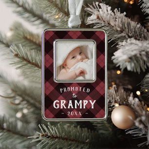 Promoted to Grampy Baby Photo Grandpa Silver Plated Framed Ornament