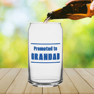 Promoted to Grandad, trendy Fathers Day gift  Can Glass