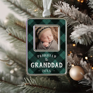Promoted to Granddad Baby Photo Silver Plated Framed Ornament
