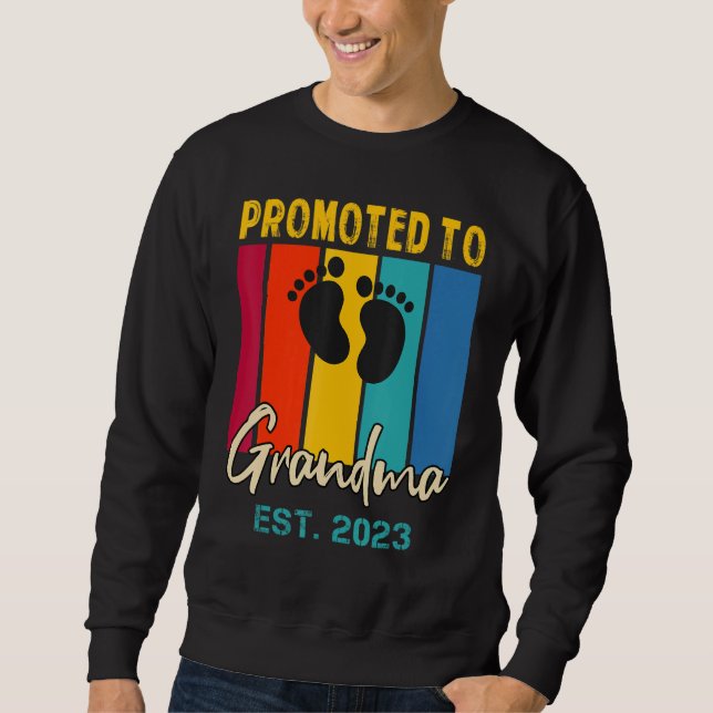 Promoted To Grandma 2023 Pregnancy Baby Shower Fam Sweatshirt (Front)