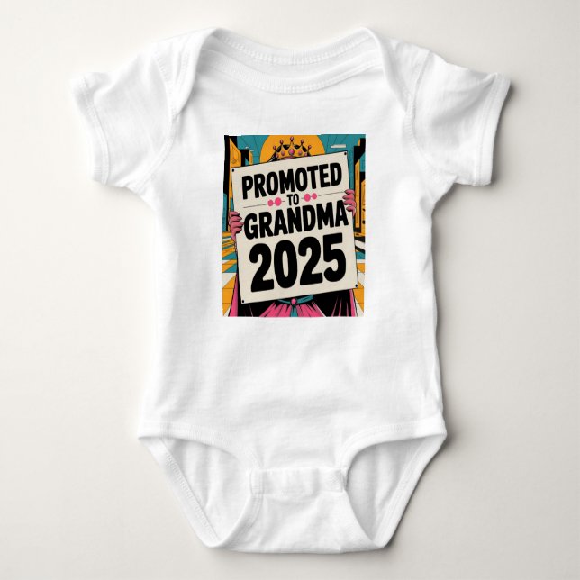 promoted to grandma 2025 birthday party baby bodysuit (Front)