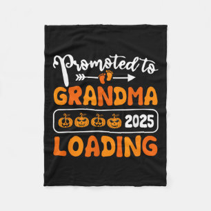 Promoted To Grandma 2025 Loading Pumpkin Halloween Fleece Blanket