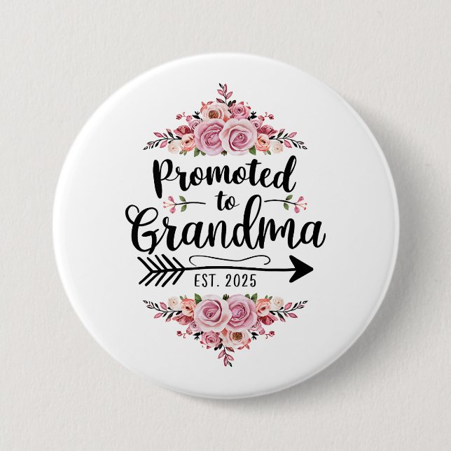 Promoted To Grandma 2025 Pregnancy Announcement 7.5 Cm Round Badge (Front)