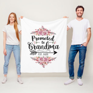 Promoted To Grandma 2025 Pregnancy Announcement Fleece Blanket
