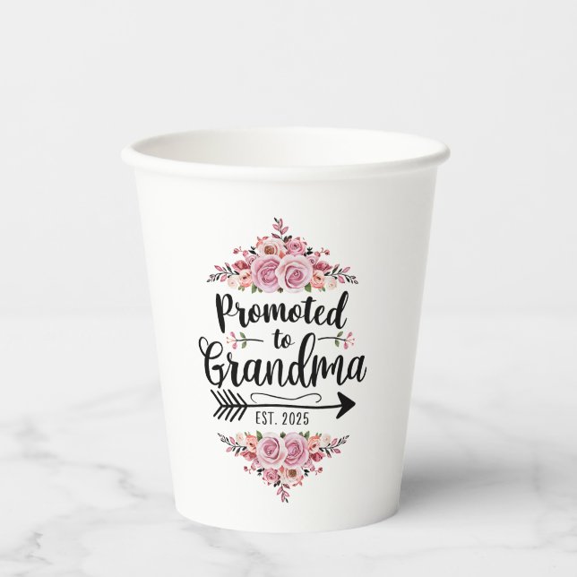 Promoted To Grandma 2025 Pregnancy Announcement Paper Cups (Front)