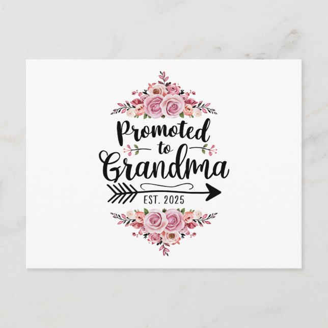Promoted To Grandma 2025 Pregnancy Announcement Postcard (Front)