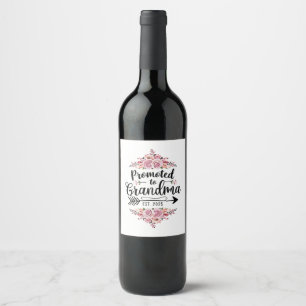 Promoted To Grandma 2025 Pregnancy Announcement Wine Label