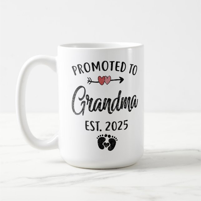 Promoted to Grandma 2025 Soon To Be Grandmother Coffee Mug (Left)