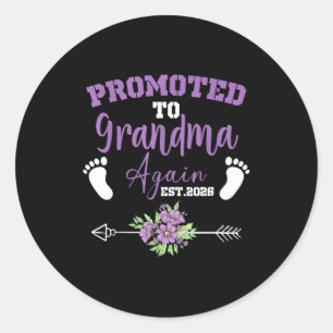 Promoted to grandma 2026 cute flower summer mother classic round sticker