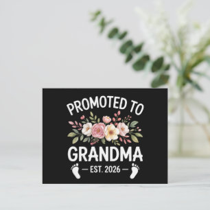 Promoted to Grandma 2026 First Time Nana Floral  Announcement Postcard